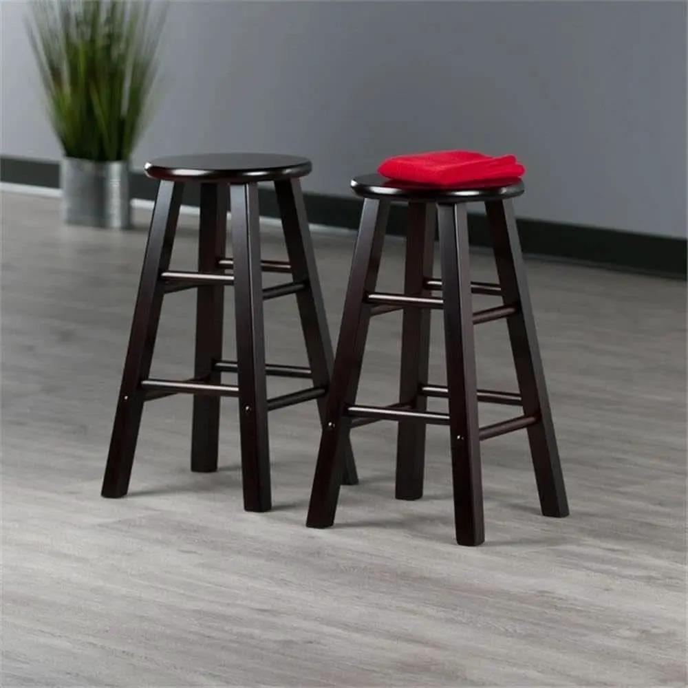Espresso Counter Stool Set 2 Piece Solid Wood 24 Inch from PriceLows™