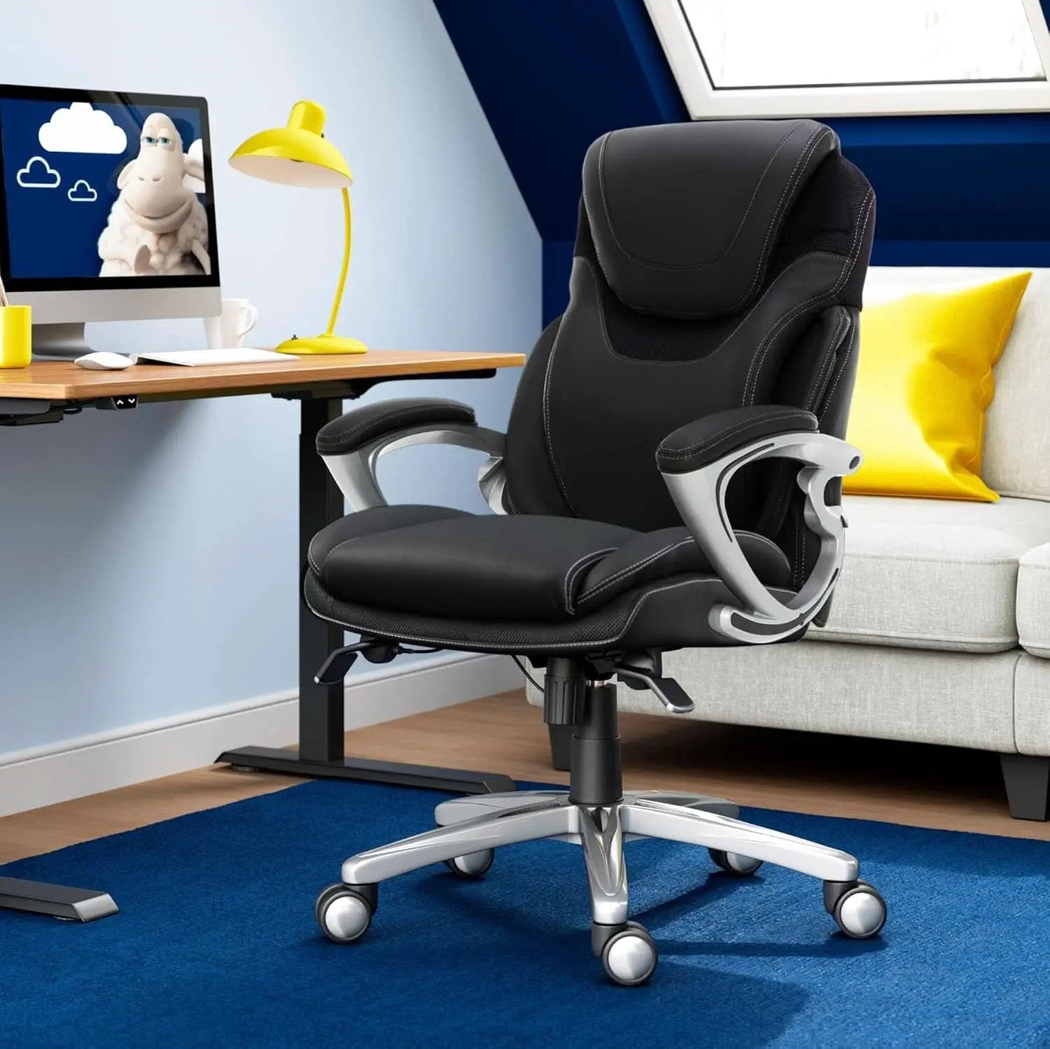 Black Executive Office Chair With Air Lumbar Technology from PriceLows™