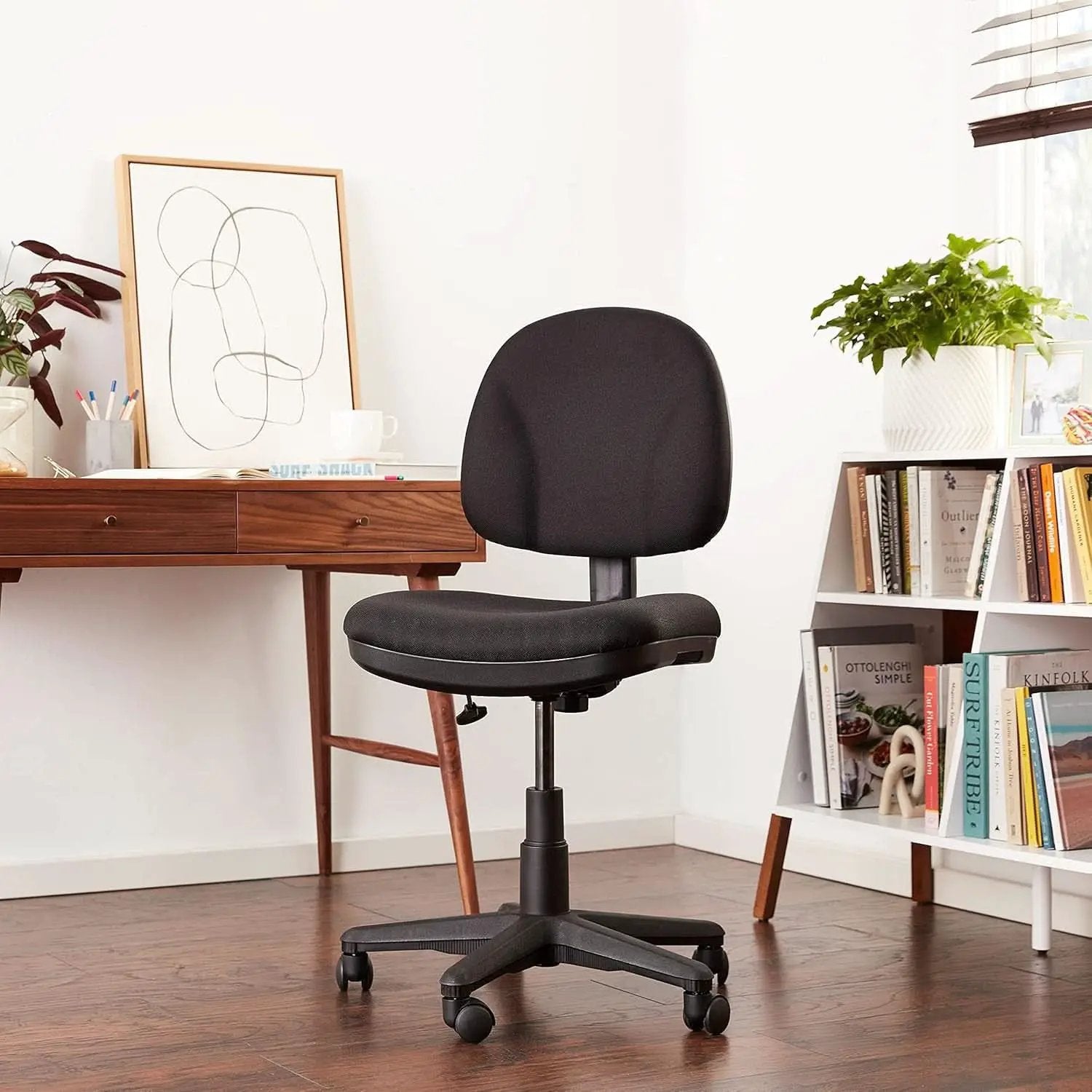 Black Pneumatic Office Task Chair With Lumbar Support from PriceLows™