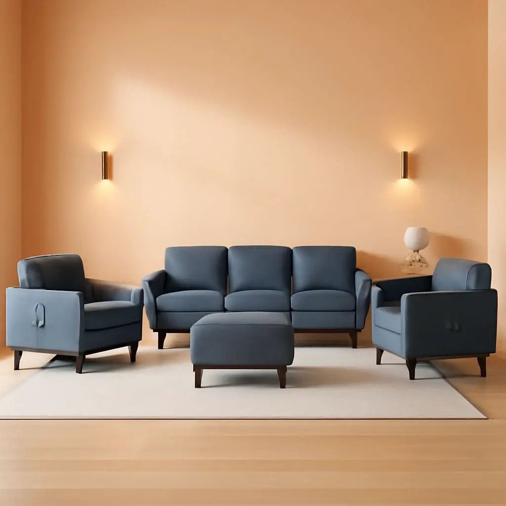6 Seater Sectional Sofa In Dark Grey Linen With Ottoman from PriceLows™