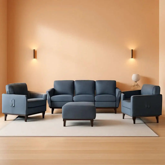 6 Seater Sectional Sofa In Dark Grey Linen With Ottoman from PriceLows™