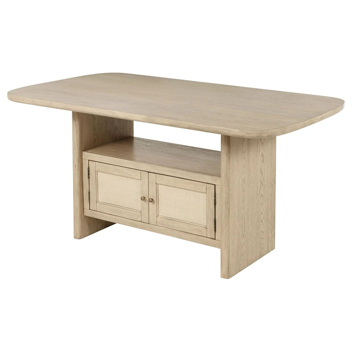 Kailani Cane Counter Height Storage Dining Table Beige | 72 x 42 x 36.5 in | Dining Room Furniture | Oak