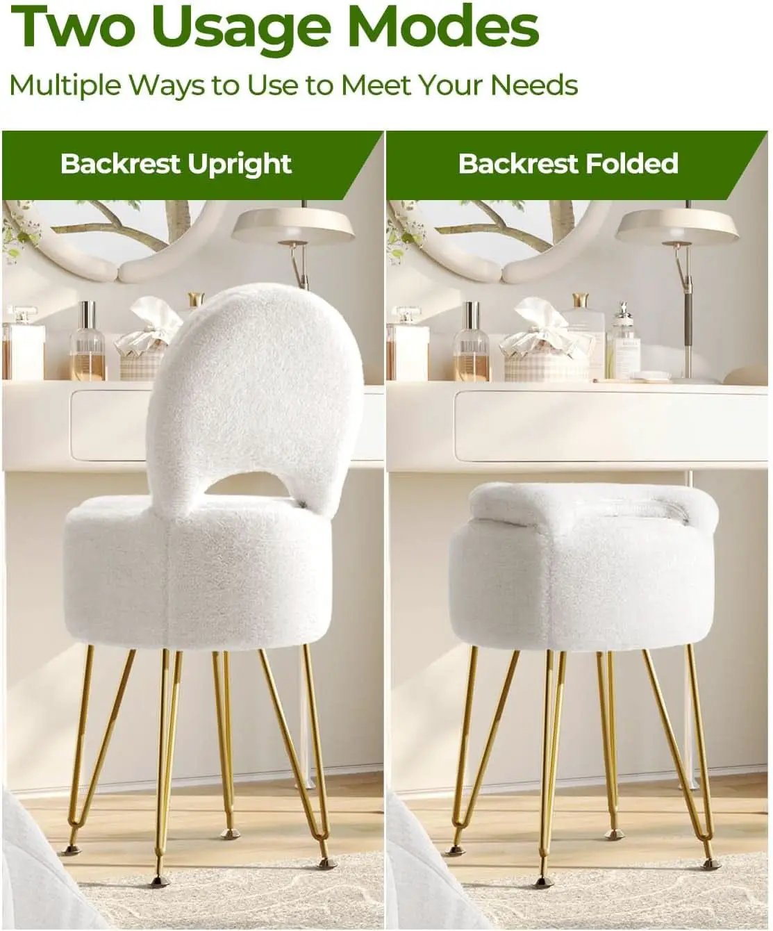 Classic Vanity Stool White 15InchesX15Inches Ottoman from PriceLows™