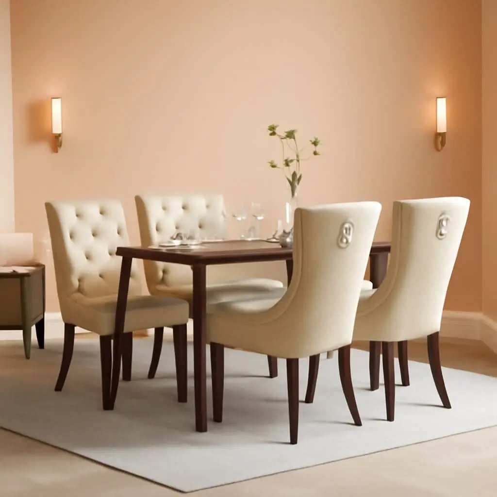 Beige Velvet Button Tufted Dining Chairs Modern Set Of 2 from PriceLows™