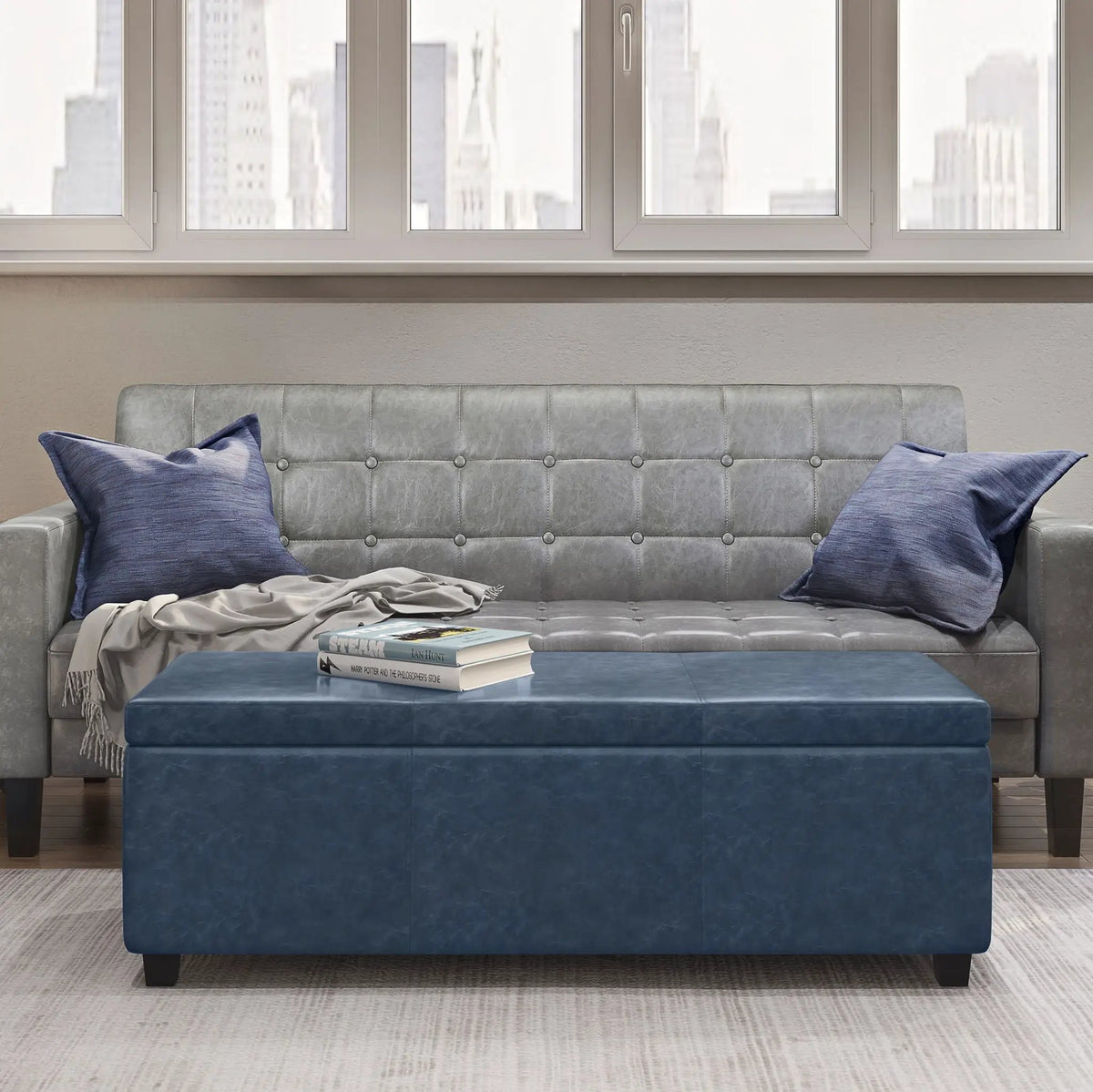 Storage Ottoman Bench | Solid Wood Frame | High Density Foam