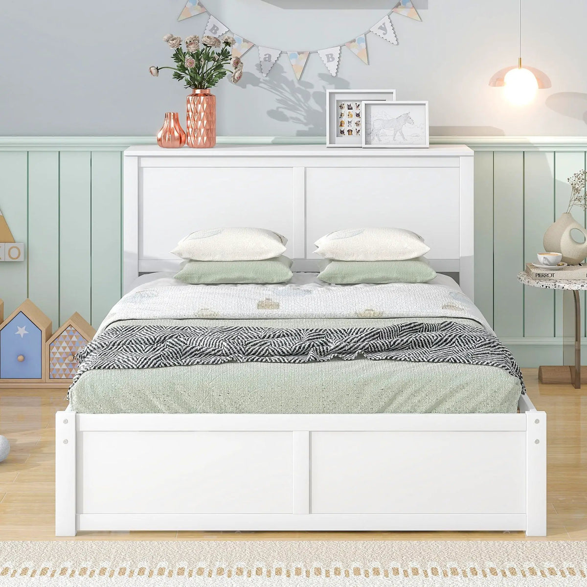 Storage Platform Bed | Solid Pine Wood | Pull Out Shelves | Trundle