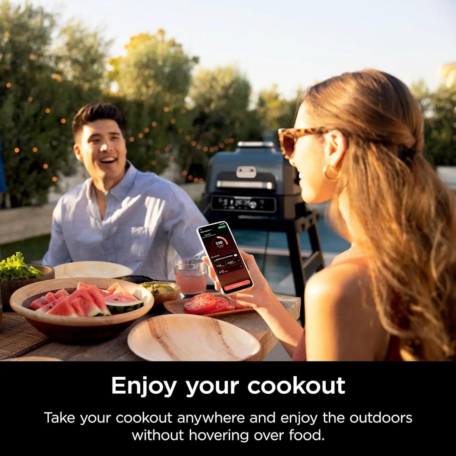 XL Smart Grill Smoker 7 In 1 With App Control Black from PriceLows™