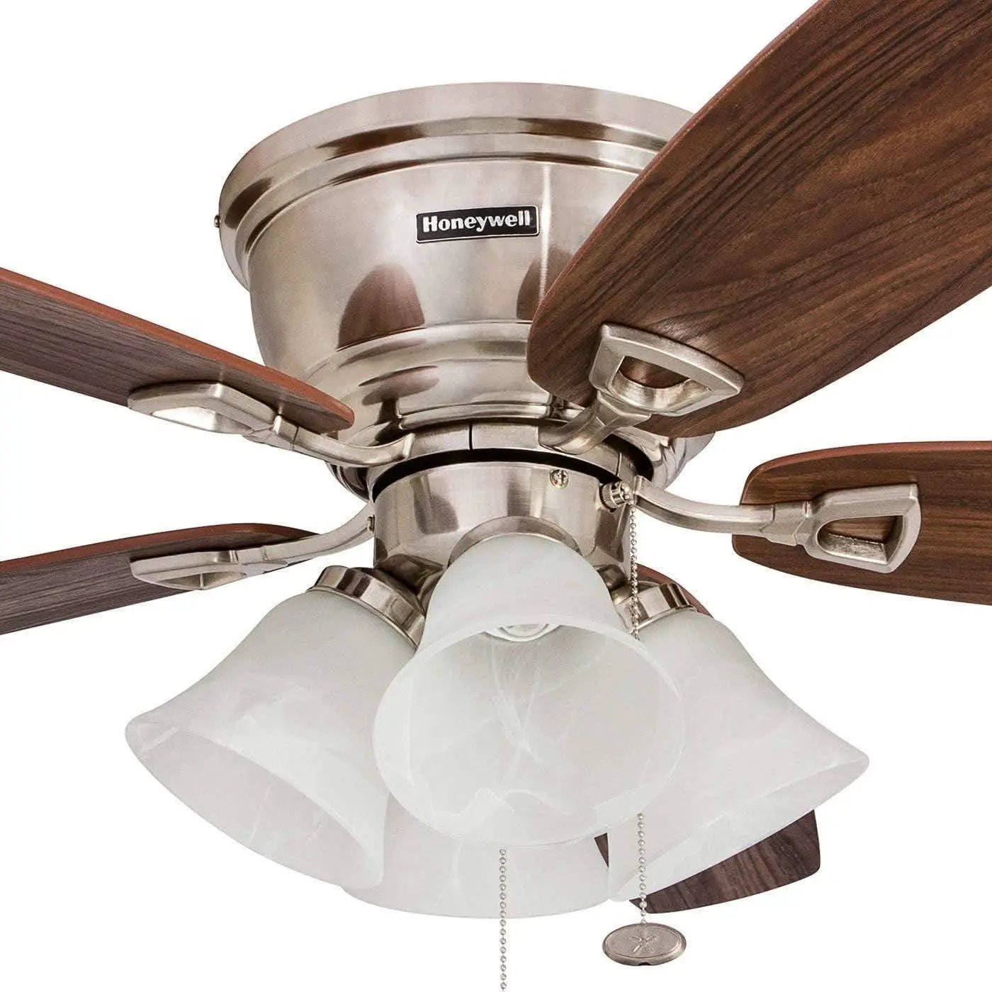 52 Inch Brushed Nickel LED Five Blade Ceiling Fan Light from PriceLows™