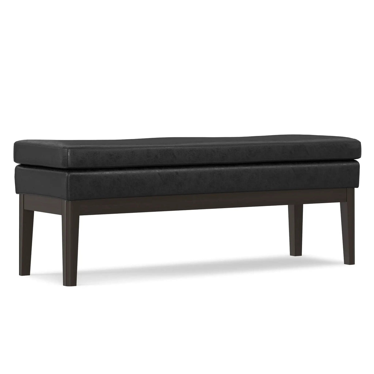 Carlson Ottoman Bench | Mid-Century Design | Top Stitching Detail | Webbed Seat Support