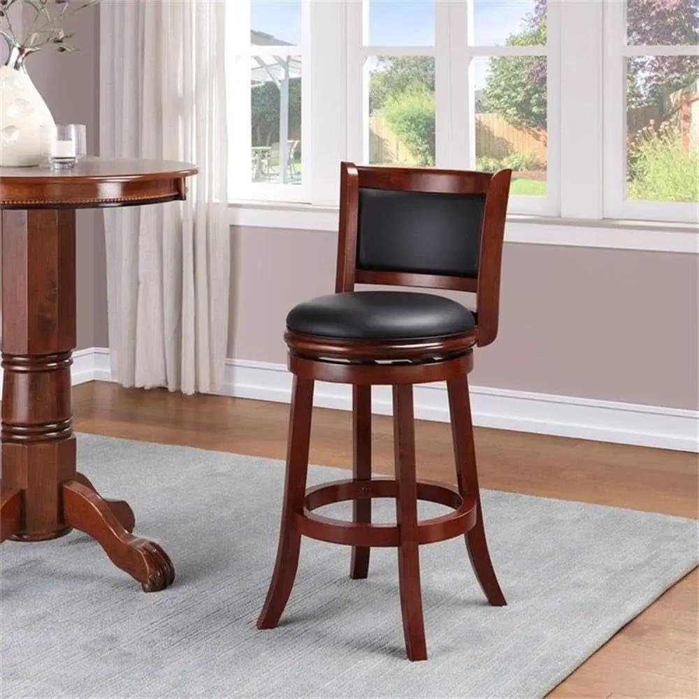 Augusta Bar Height Swivel Kitchen Bar Stool Black Cherry from PriceLows™
