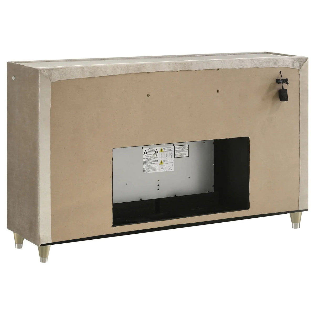 Lorient 8-drawer LED Bedroom Flame Box Dresser Ivory Camel | 66.25 x 16.25 x 39.25 in | Rubberwood & Velvet | Bedroom