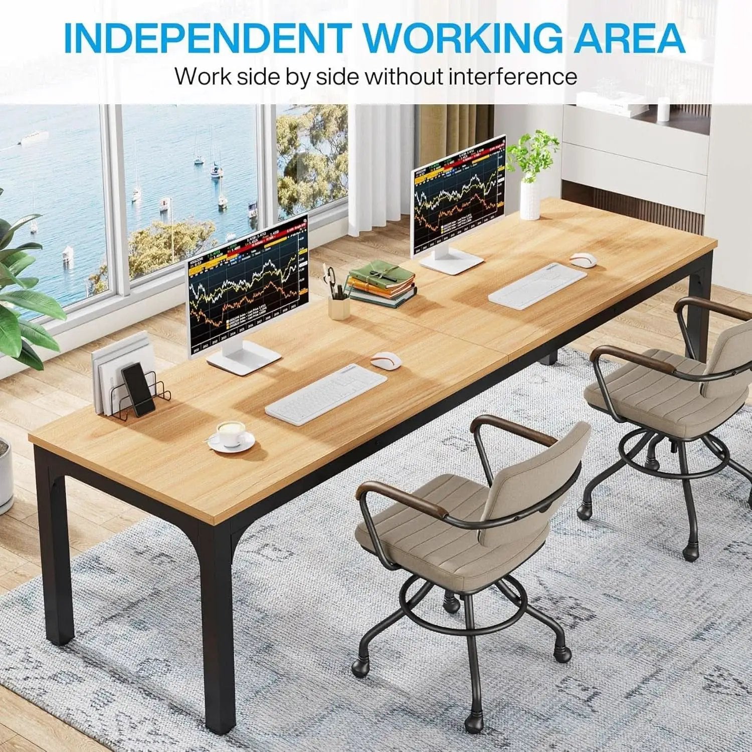78.7 Inch Extra Long Dual Workstation Desk For Two from PriceLows™