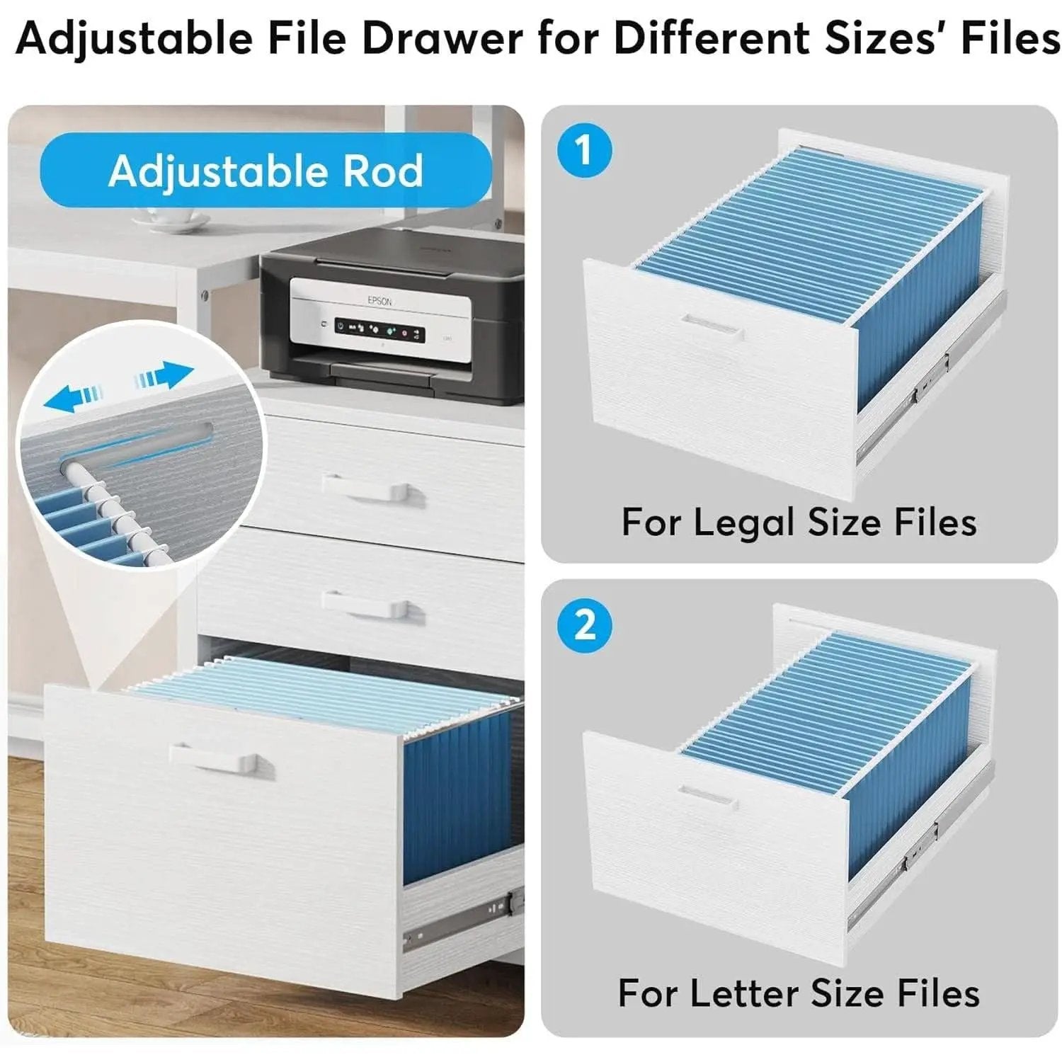 White Computer Desk With File Cabinet And Monitor Stand from PriceLows™