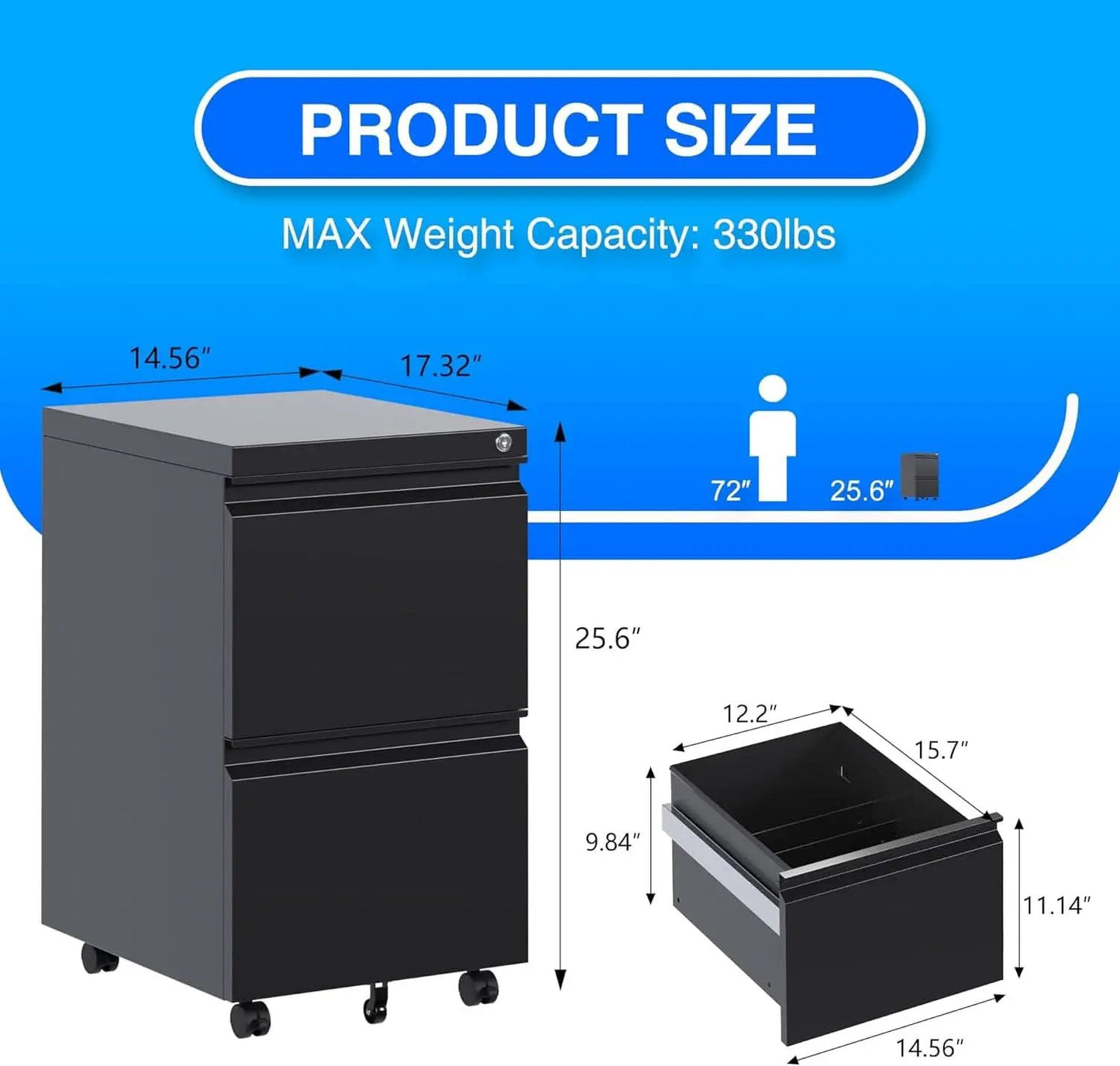 2 Drawer Vertical File Cabinet With Lock Letter Size from PriceLows™