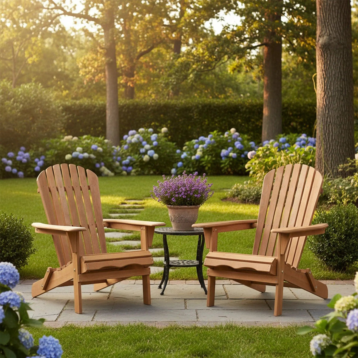 Oversize Folding Adirondack Chair | Premium Hemlock Wood | Pre-Assembled Parts | Patio And Garden