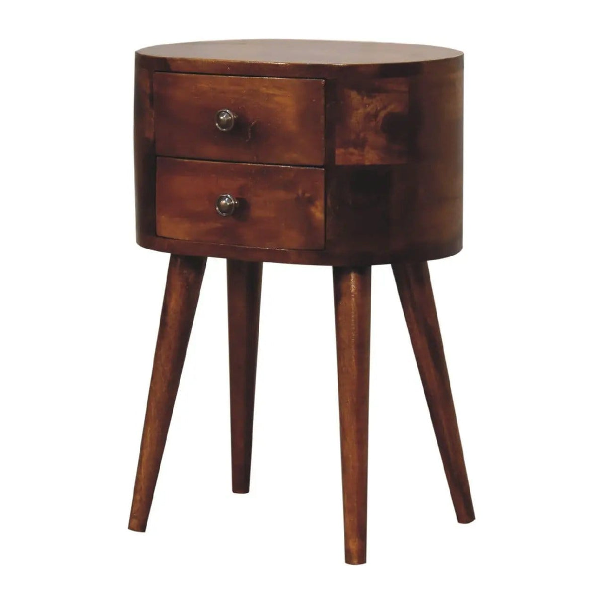 Mini Rounded Nightstand Chestnut | 13.78 x 9.84 x 19.69 in | Mango Wood & Brass | Bedroom