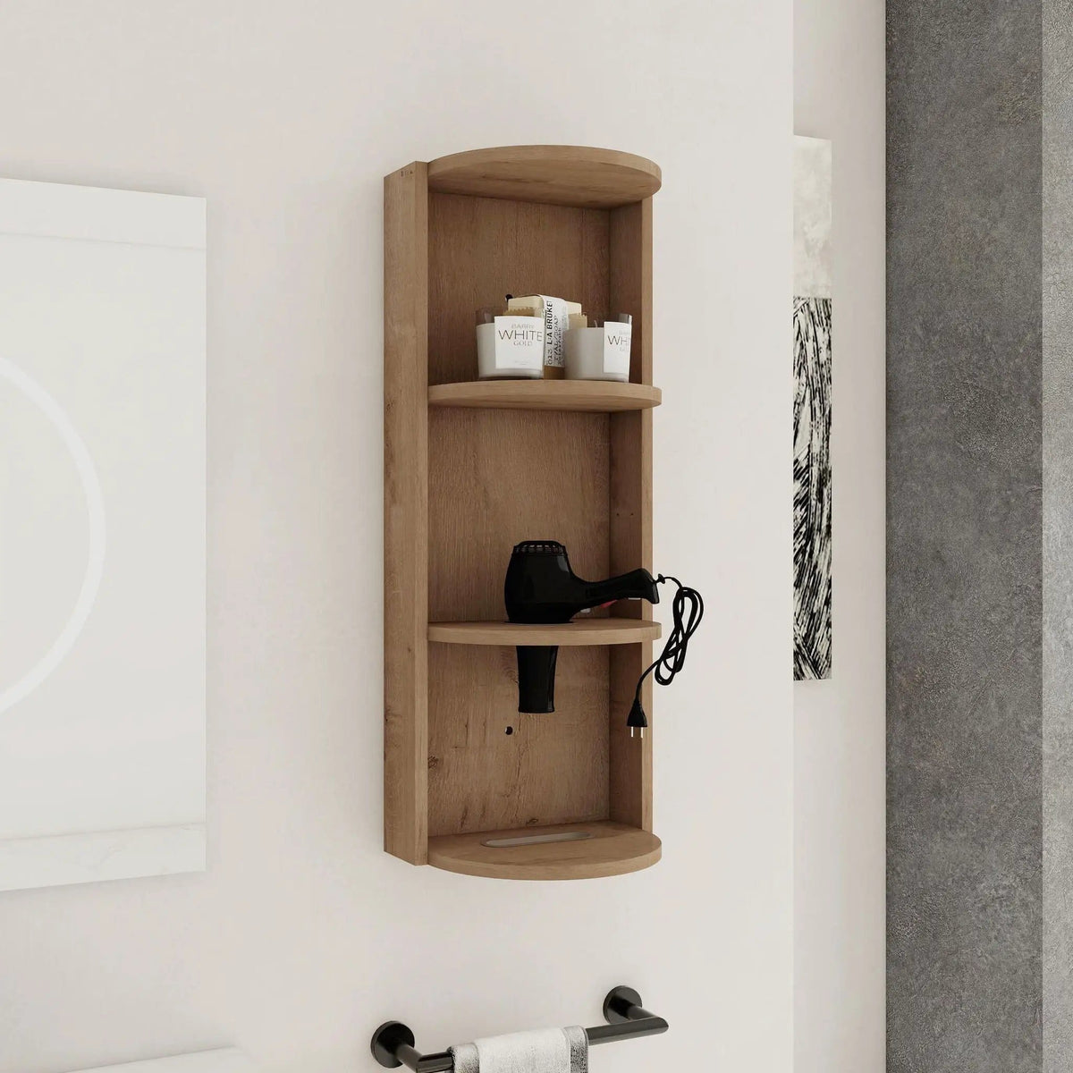 Bathroom Wall Mounted Storage Rack With Float Mounting Design Wall Shelf | 2 Pieces | Plywood | Bathroom