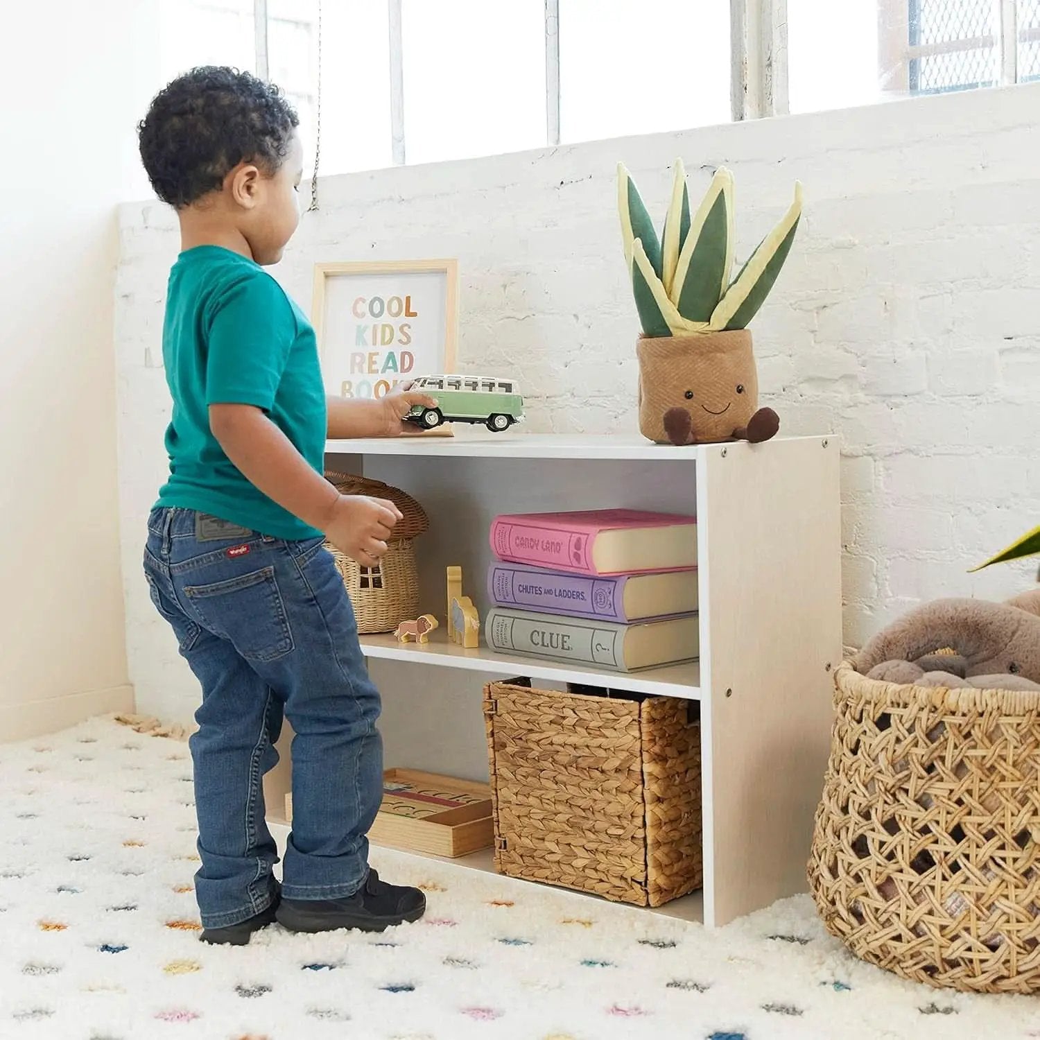 Streamline 2 Shelf Storage Cabinet 24 Inch White Wash Kids Bookshelf from PriceLows™