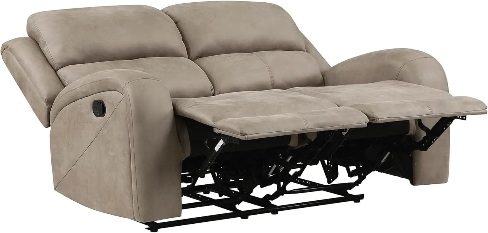 Polished Microfiber Manual Reclining Sofa Set Brown 3 Piece from PriceLows™