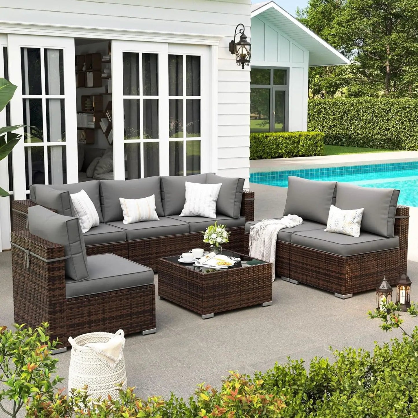 7 Piece Outdoor Sectional Patio Set With Waterproof Cover from PriceLows™