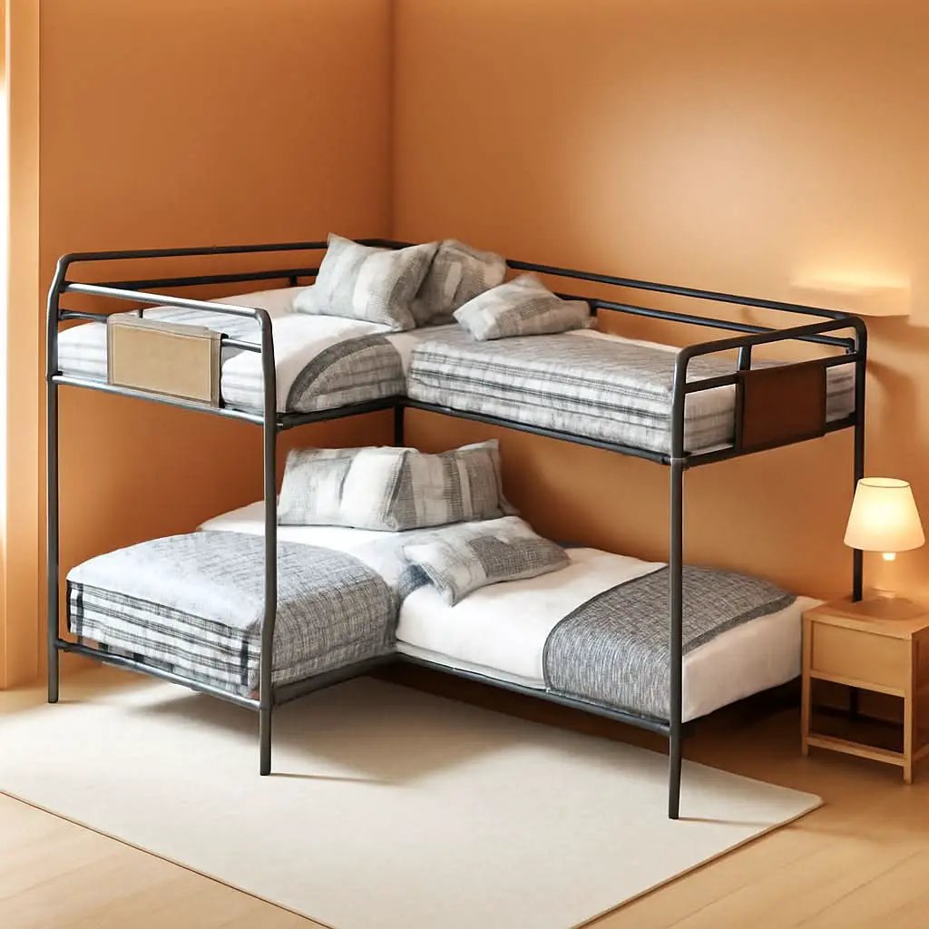 Quad Bunk Bed Twin Size Metal With Ladders Detachable Black from PriceLows™