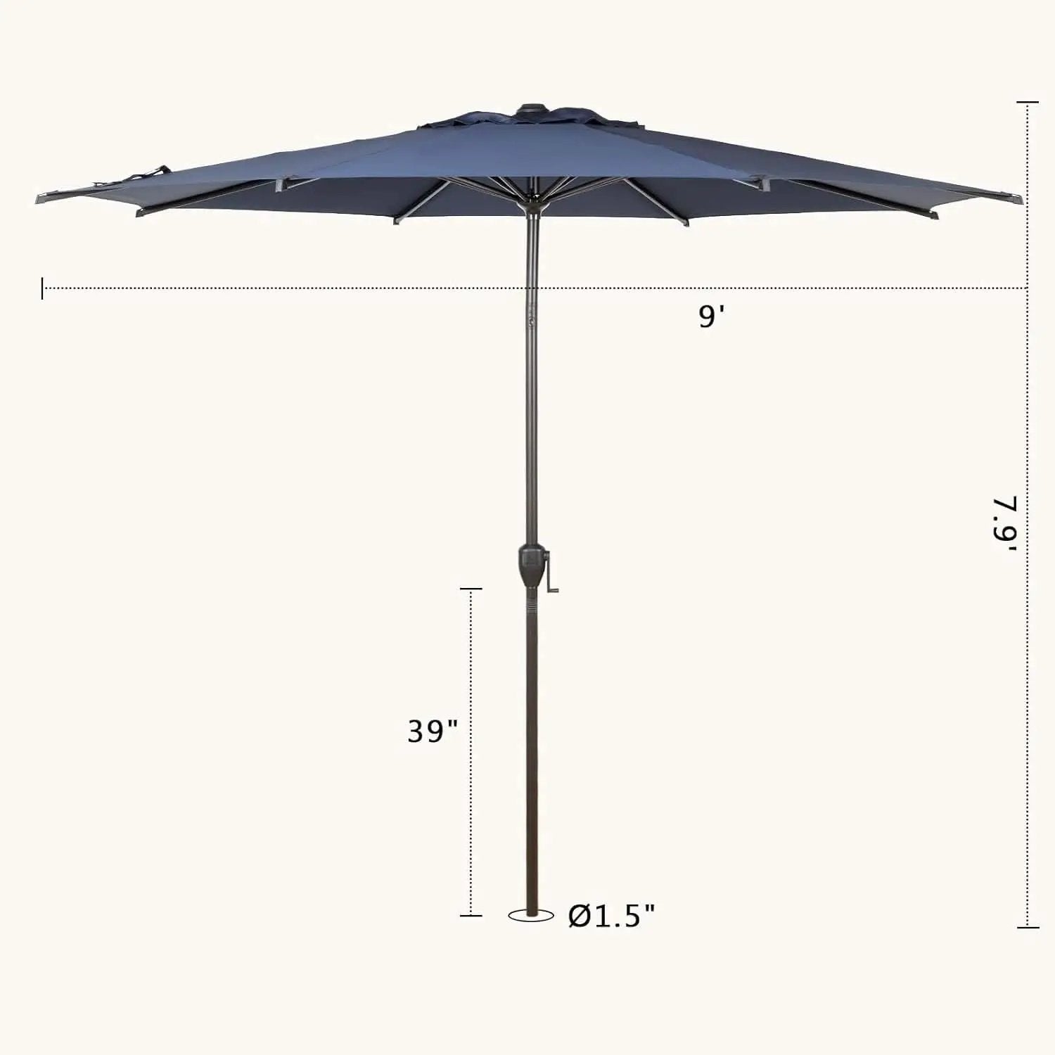 9Ft Lyon Outdoor Patio Umbrella Dark Blue Garden Shade from PriceLows™