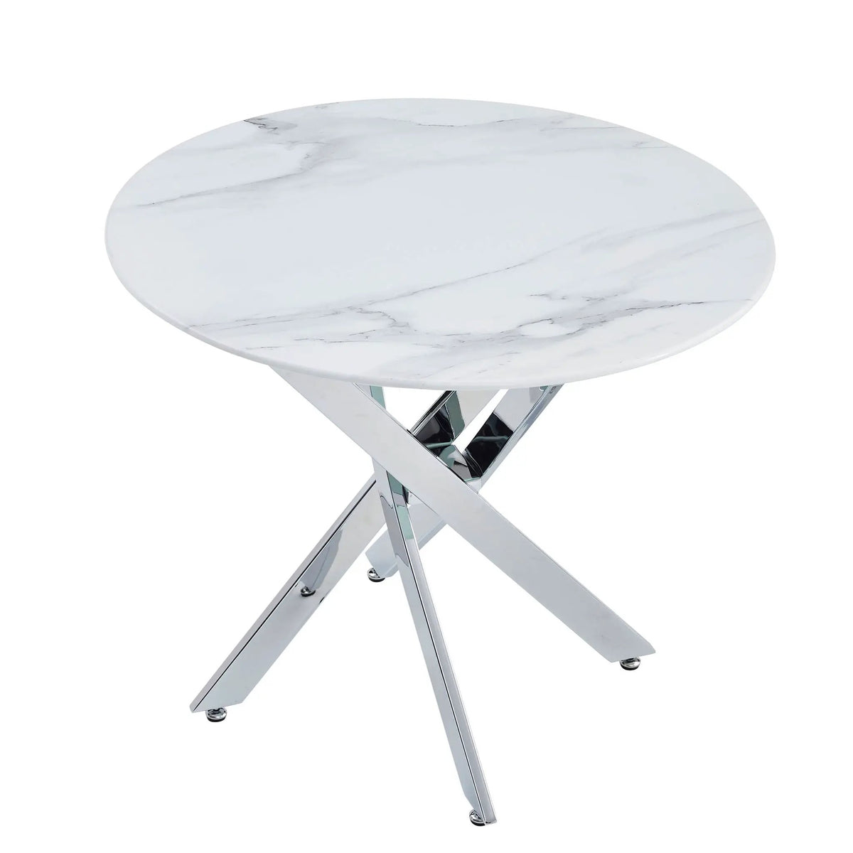 Round Dining Table | Metal Frame | 220 Lb Capacity | Stain Resistant Top