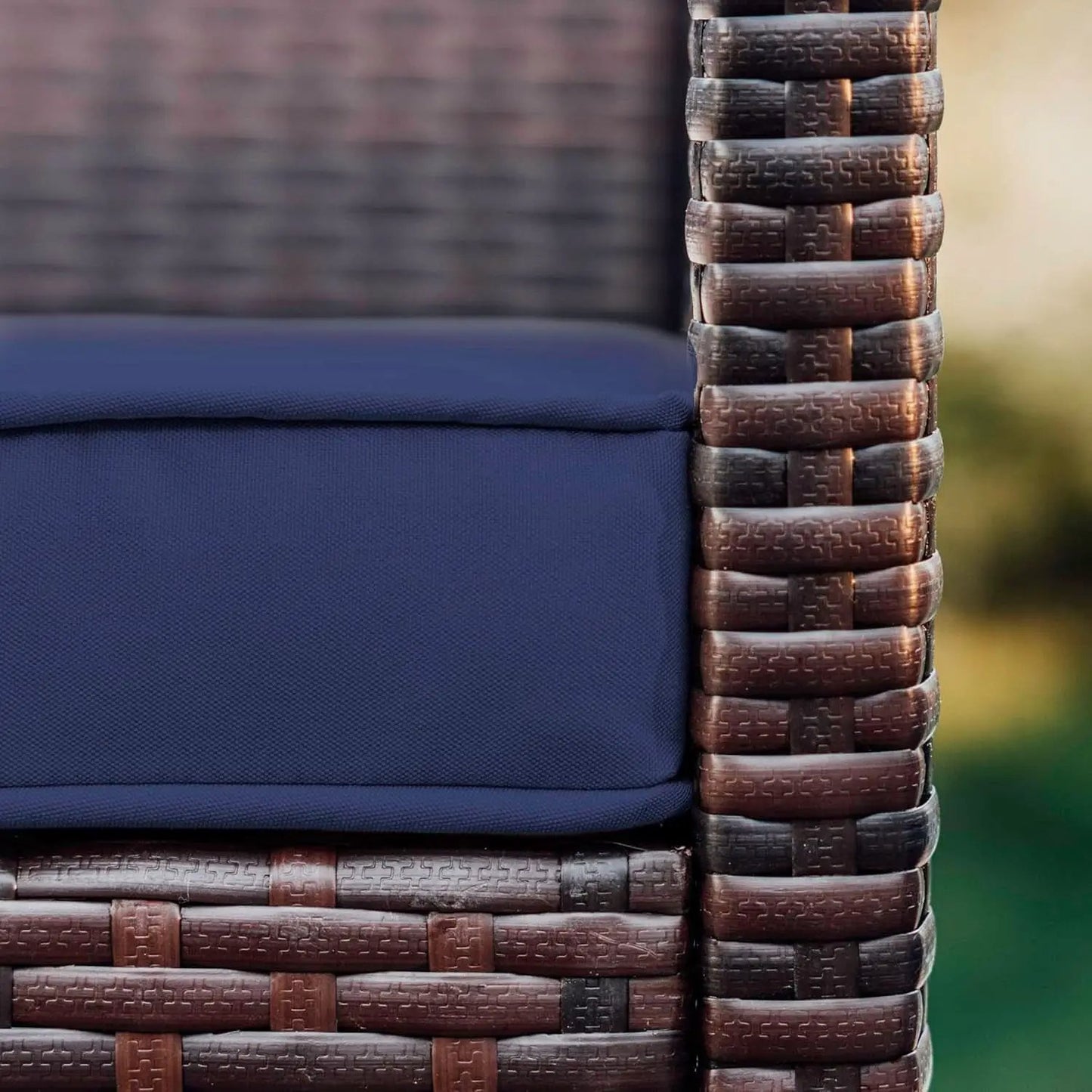 Wicker Outdoor Patio Set 3 Piece Bistro Brown Navy from PriceLows™