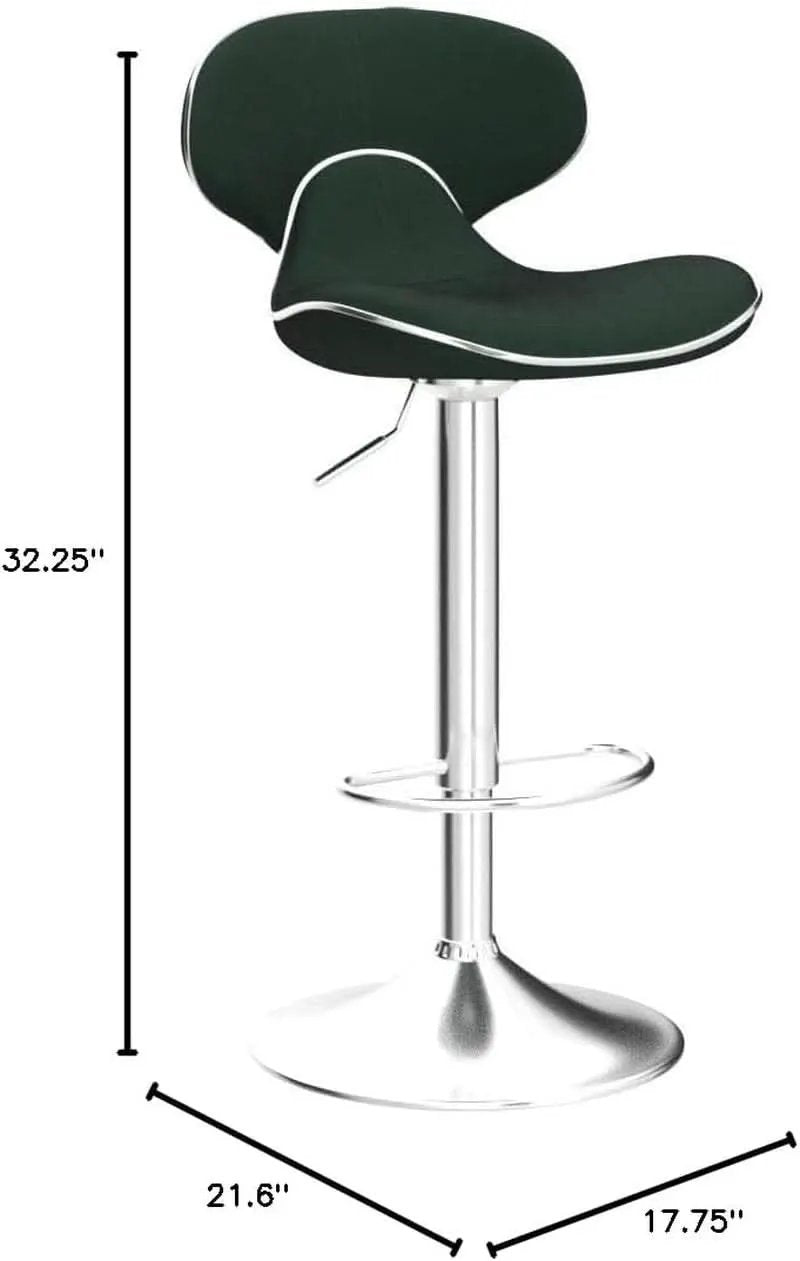Green Velvet Upholstered Adjustable Swivel Bar Stools Set 2 from PriceLows™
