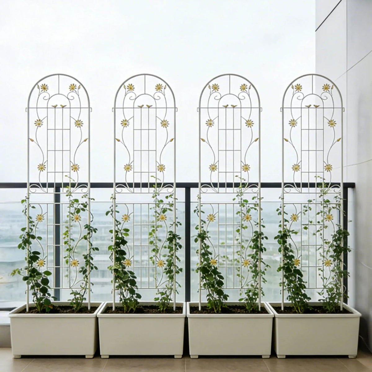 Metal Garden Trellis | Galvanized Steel | Powder Coated | 4 Piece Set