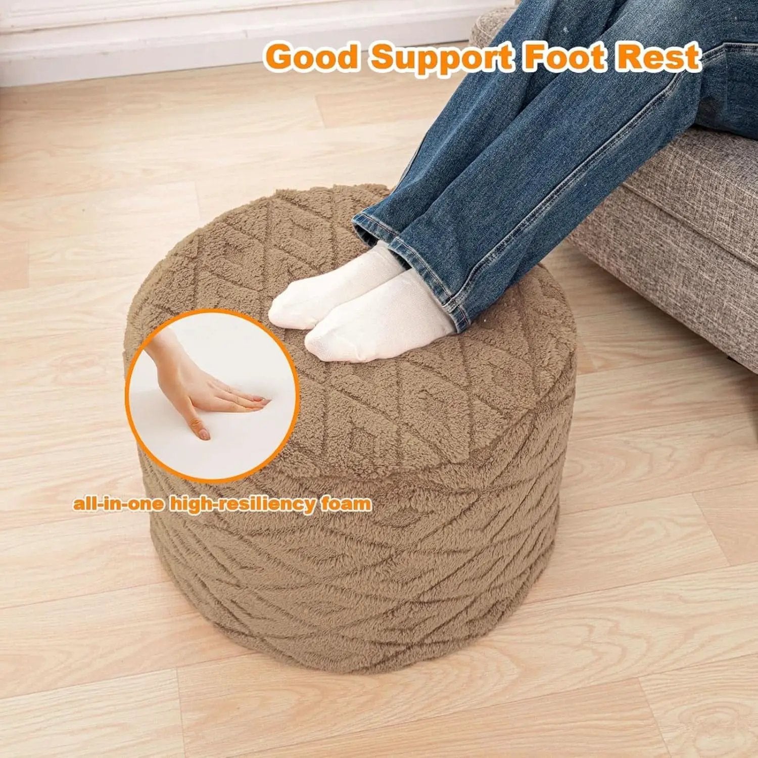 20x14 Inches Light Coffee Ultra Soft Foot Rest Ottoman from PriceLows™
