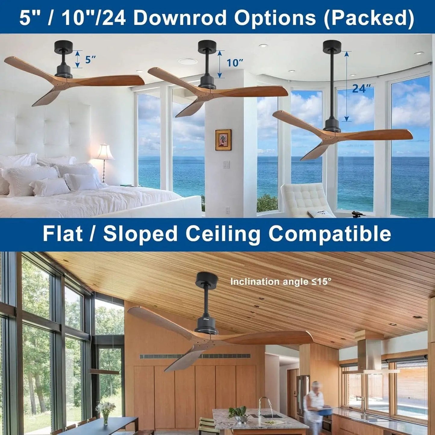 52 Inch Low Profile Ceiling Fan With Remote Indoor Outdoor from PriceLows™