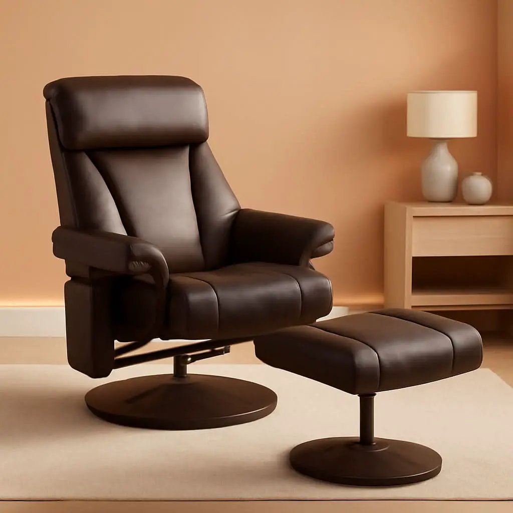 Swivel Recliner With Ottoman Massage Dark Brown Chair from PriceLows™