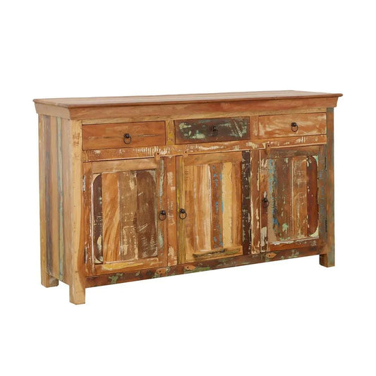 Harper 3-door Solid Reclaimed Wood Accent Cabinet | 60 x 17.5 x 36 in | Metal & Wood | Brown
