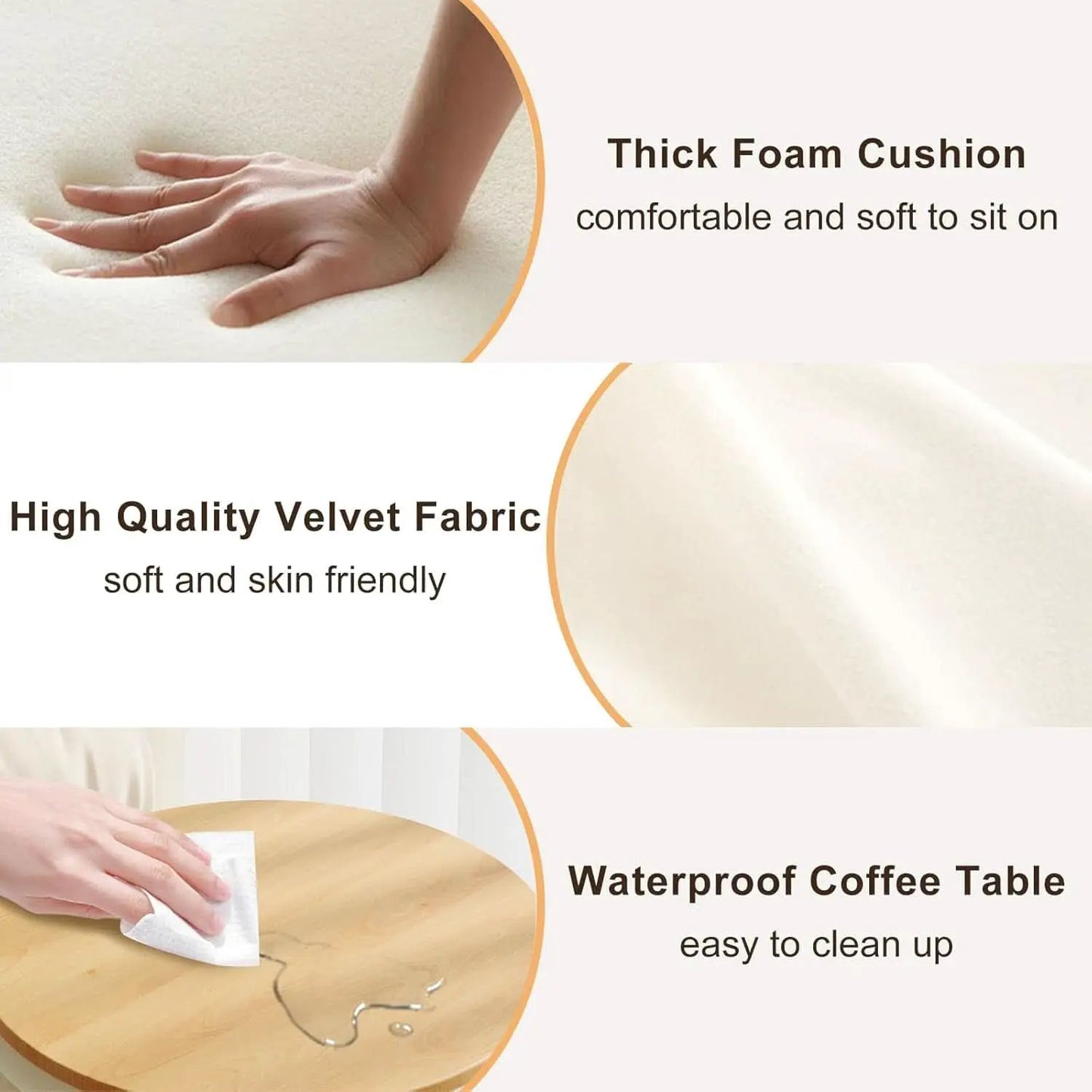 White Velvet Upholstered Storage Ottoman Vanity Set from PriceLows™