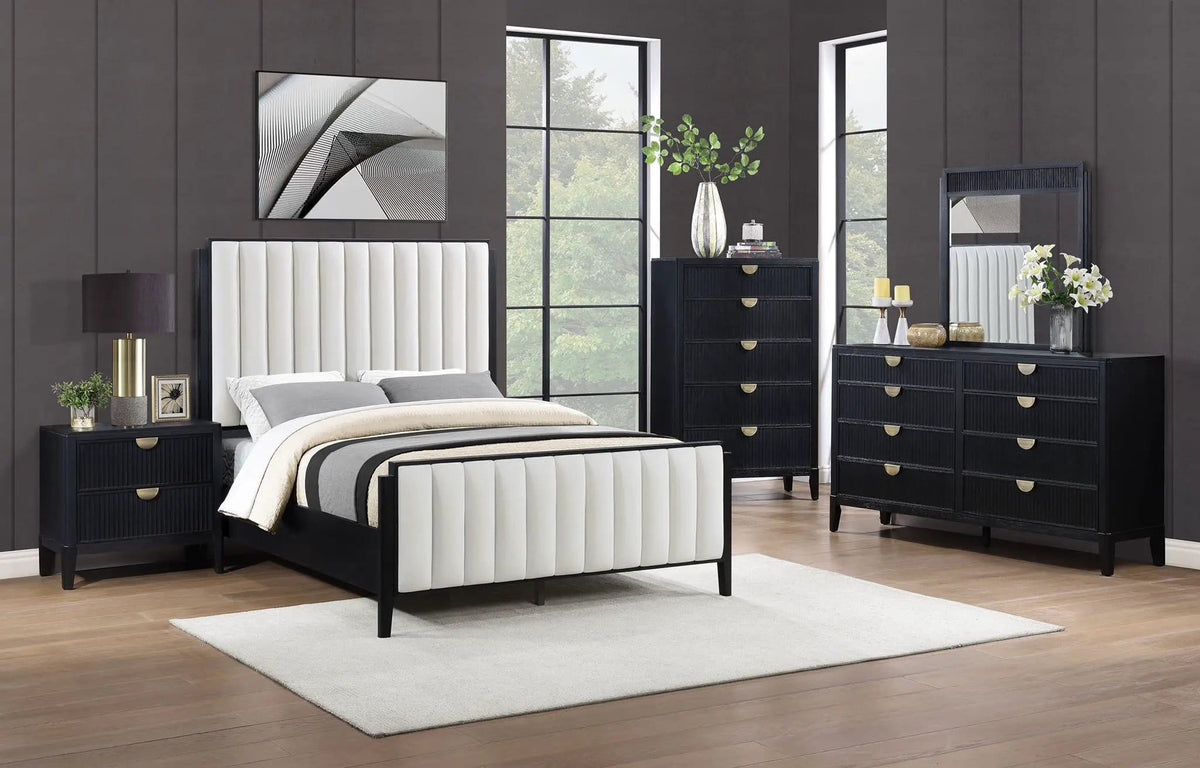 Brookmead 5-piece Upholstered Eastern King Bedroom Set | 5-Piece Set | Fabric | Black