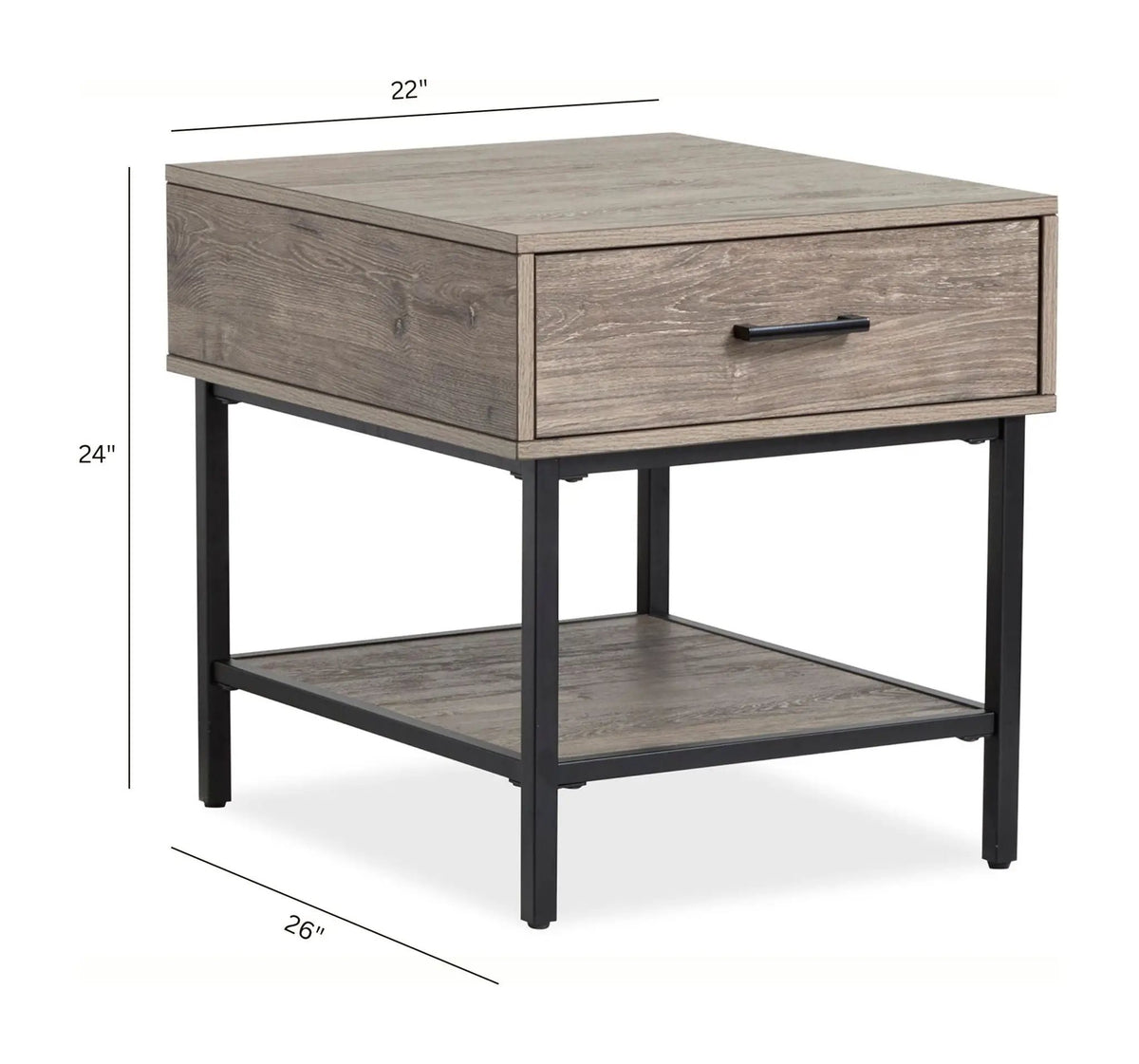 Fenwick Rectangular End Table | Whitetail Brown Finish | Matte Black Metal | Industrial Style