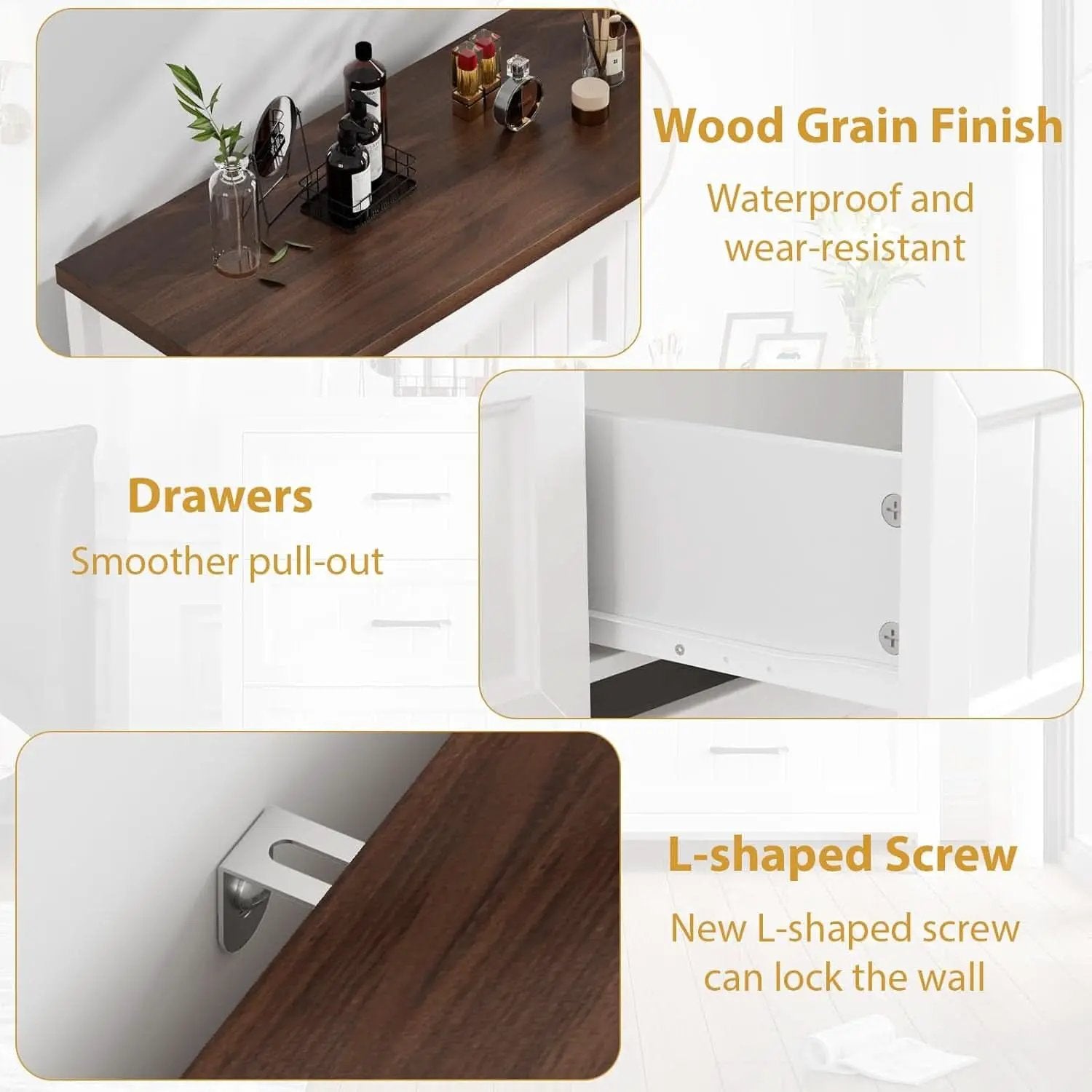 Five Drawer Dresser 44.9 Inch Tall PowderCoatWhite from PriceLows™