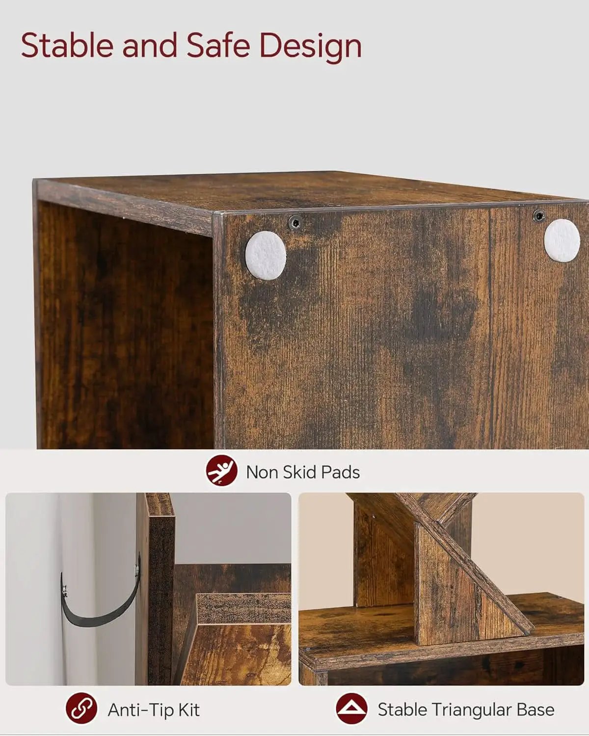 6 Tier Tree Bookshelf With Cabinet Rustic Brown Modern from PriceLows™