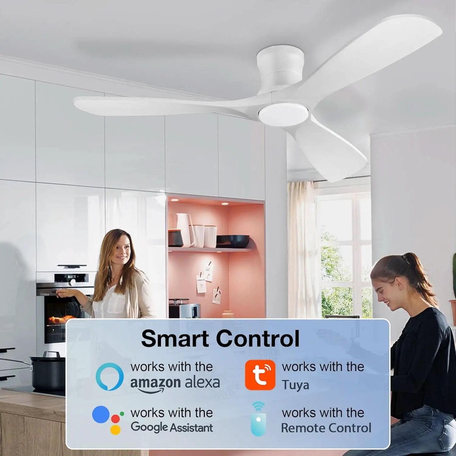52 Inch Smart Low Profile Ceiling Fan With Remote Control from PriceLows™
