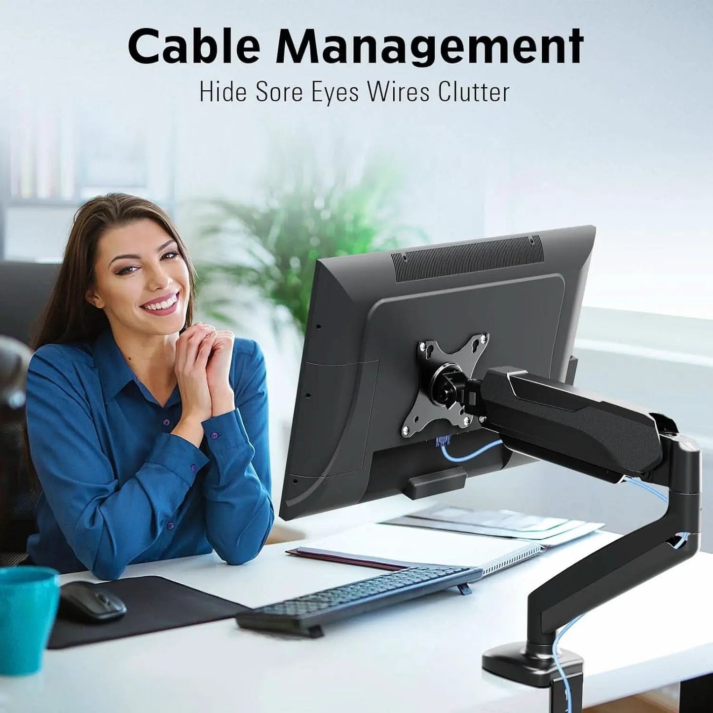 32 Inch Gas Spring Monitor Arm With Clamp VESA Black from PriceLows™
