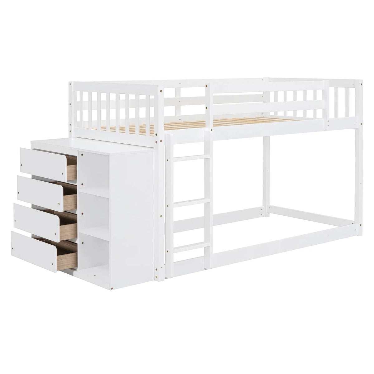 Bunk Bed | Solid Pine Frame | Four Drawers And Three Shelves | Full Size