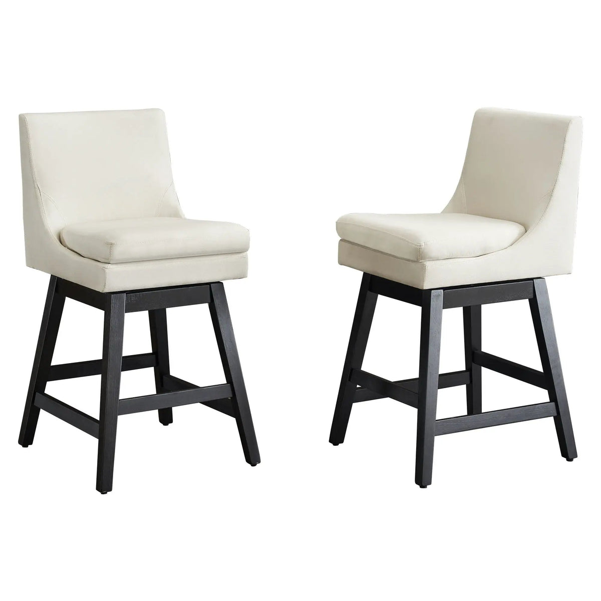 Upholished Swivel Bar Stools | Linen High Back | Padded Seat | Set Of 2