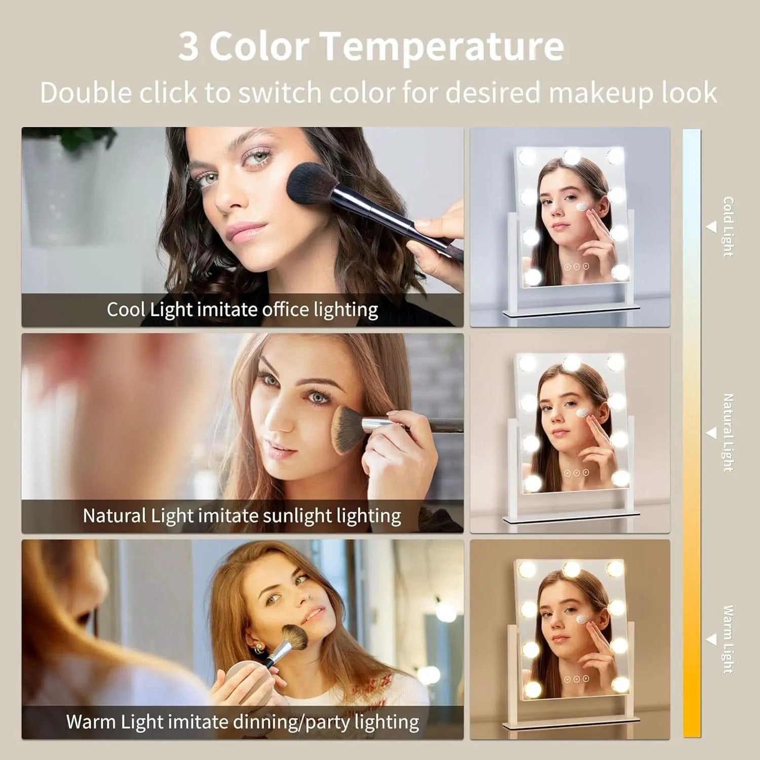 Lighted Makeup Vanity Mirror With 3 Color Modes And 10X Magnification White from PriceLows™