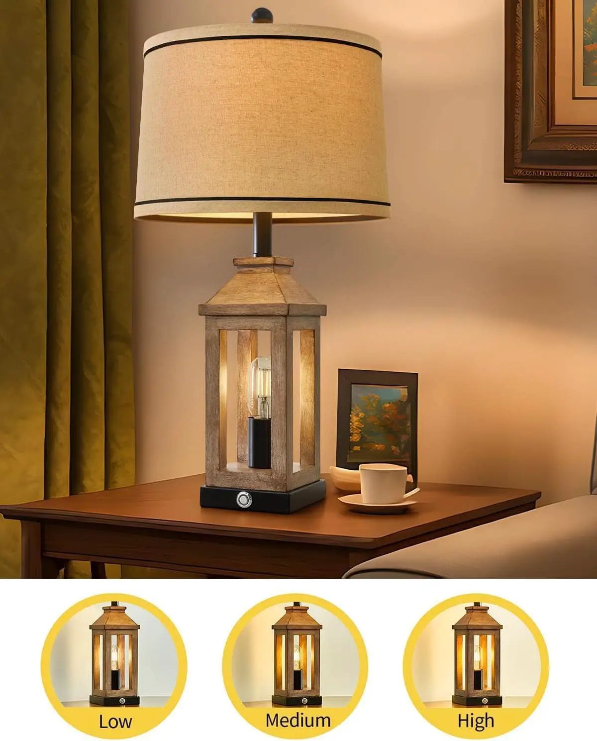 Farmhouse Touch Table Lamps Set of 2 Dimmable USB Ports from PriceLows™