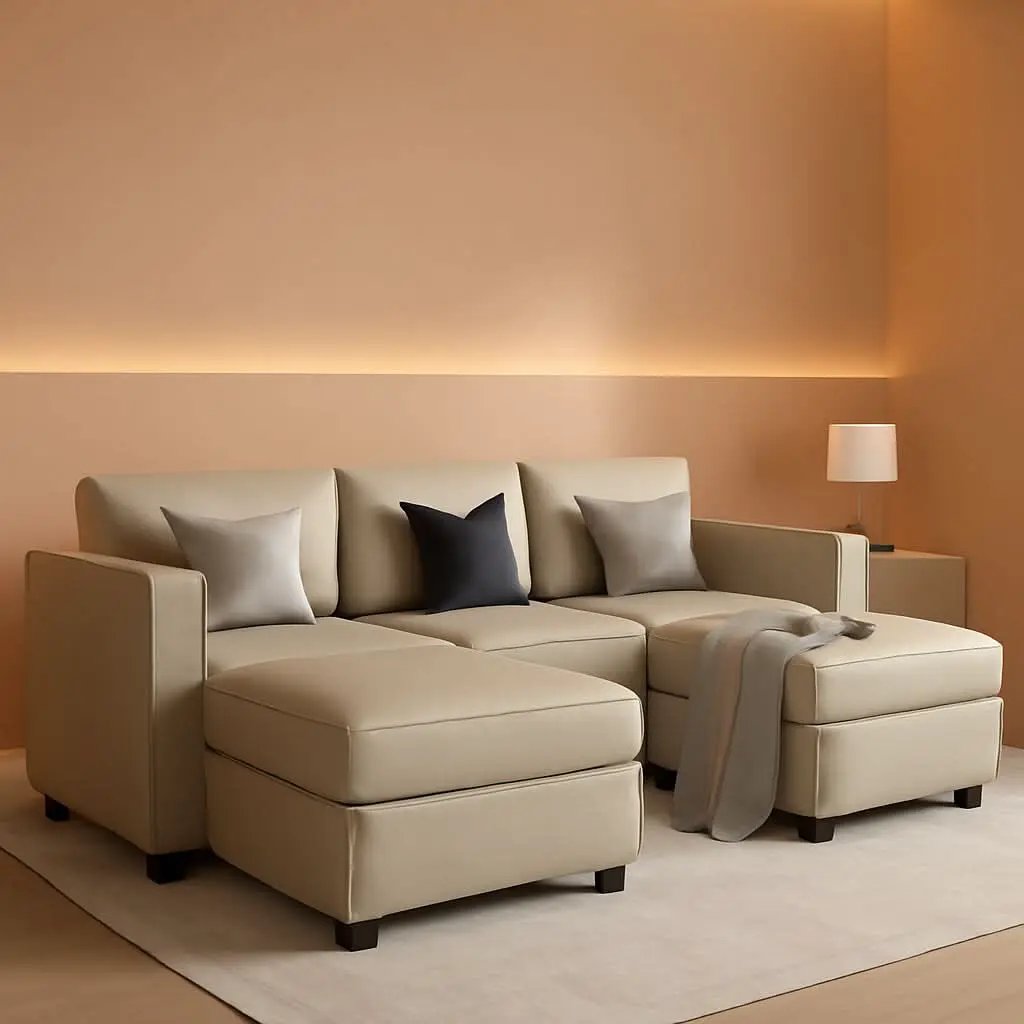 Grey Velvet Modular U Shaped Sectional Sofa Living Room from PriceLows™