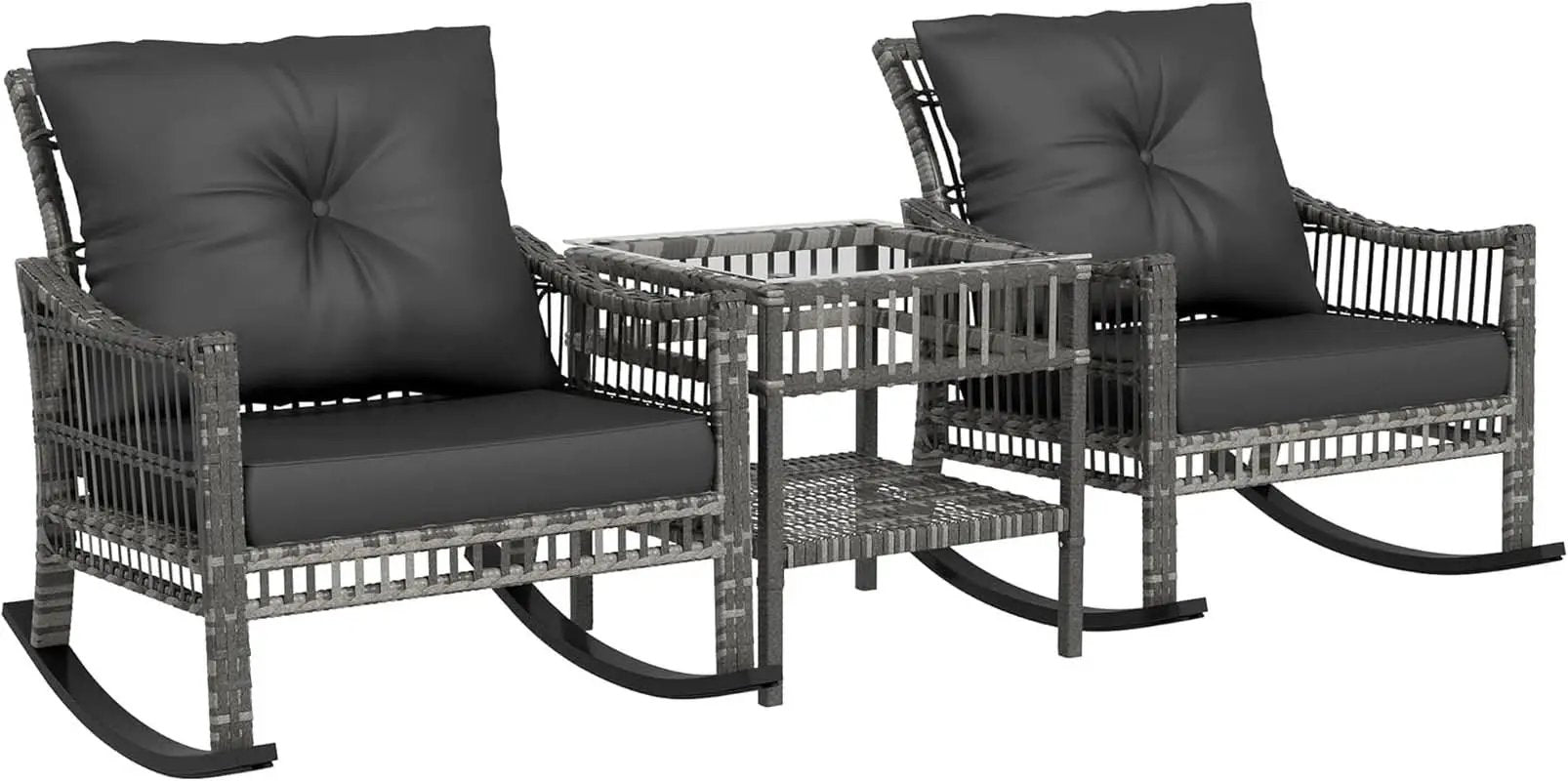 Wicker Outdoor Rocking Chair Set with Storage Table from PriceLows™