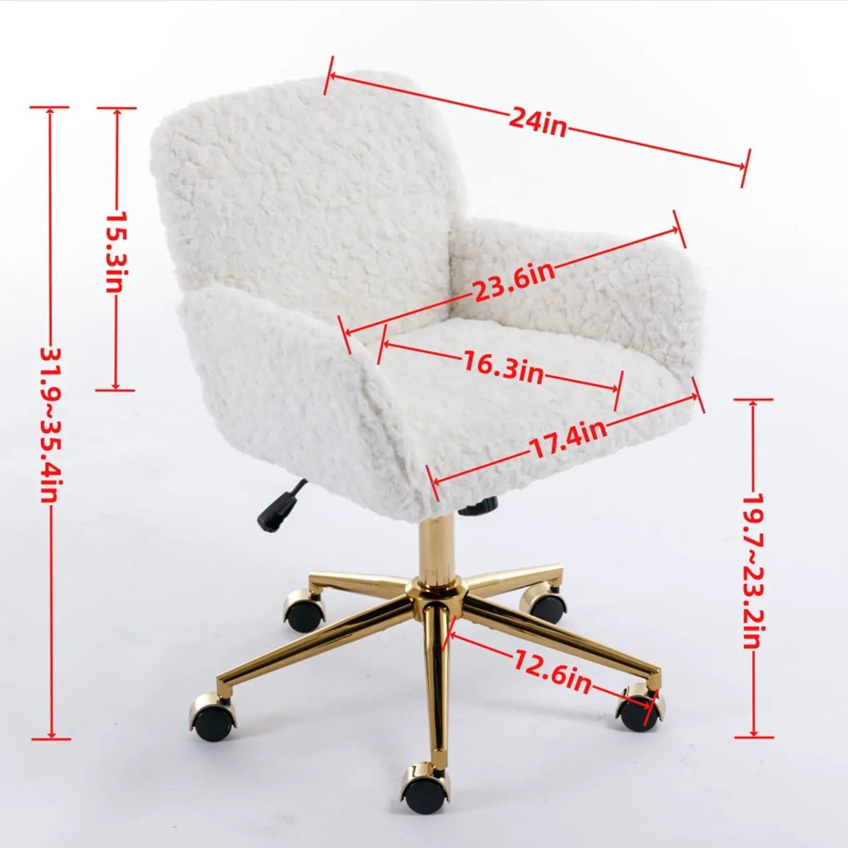 Office Chair | Adjustable Height | Reclining Faux Fur Seat | Large