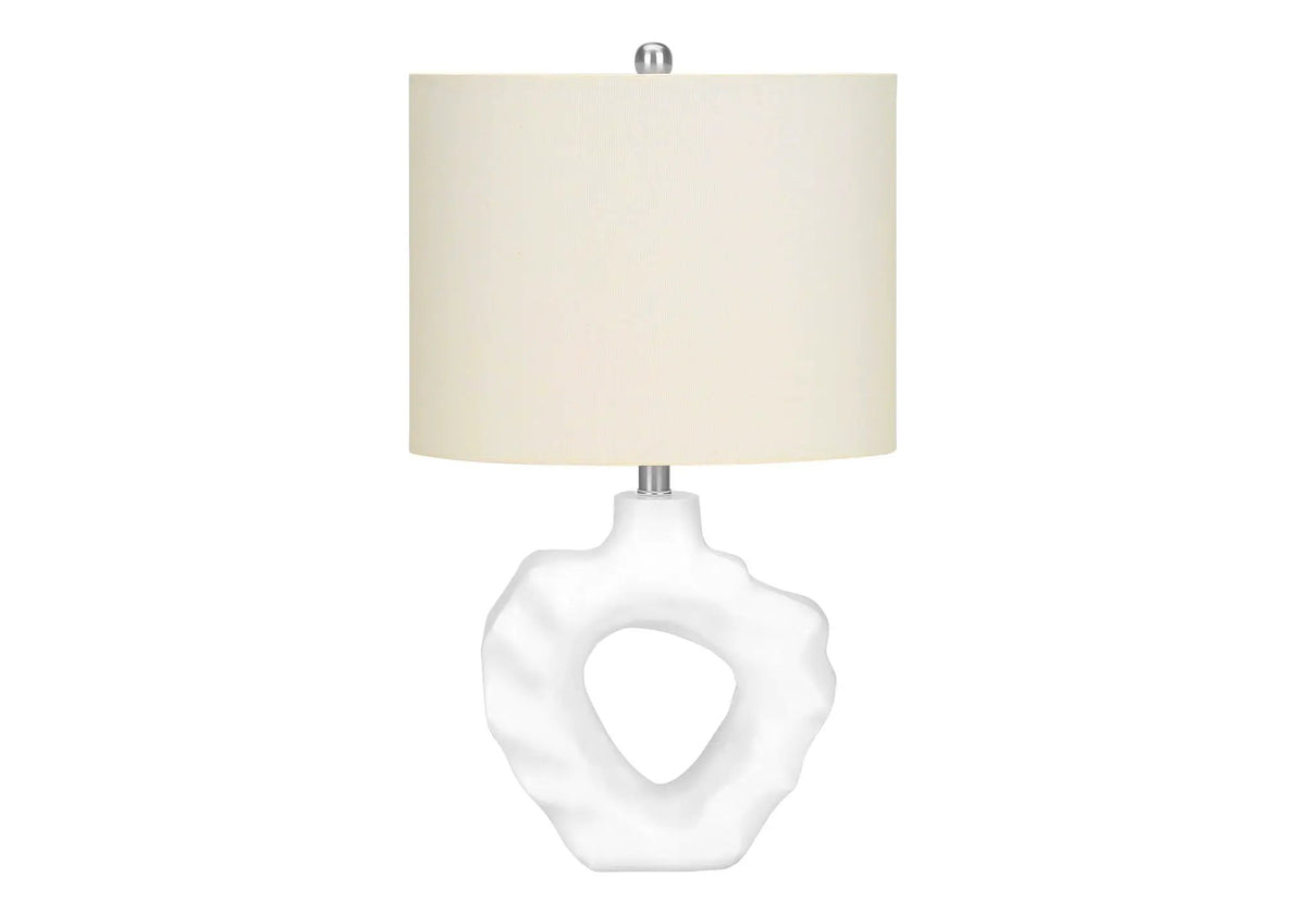 Cream Resin Table Lamp | Rippled Organic Base | 25 Inch Height | 3-Way Rotary Switch