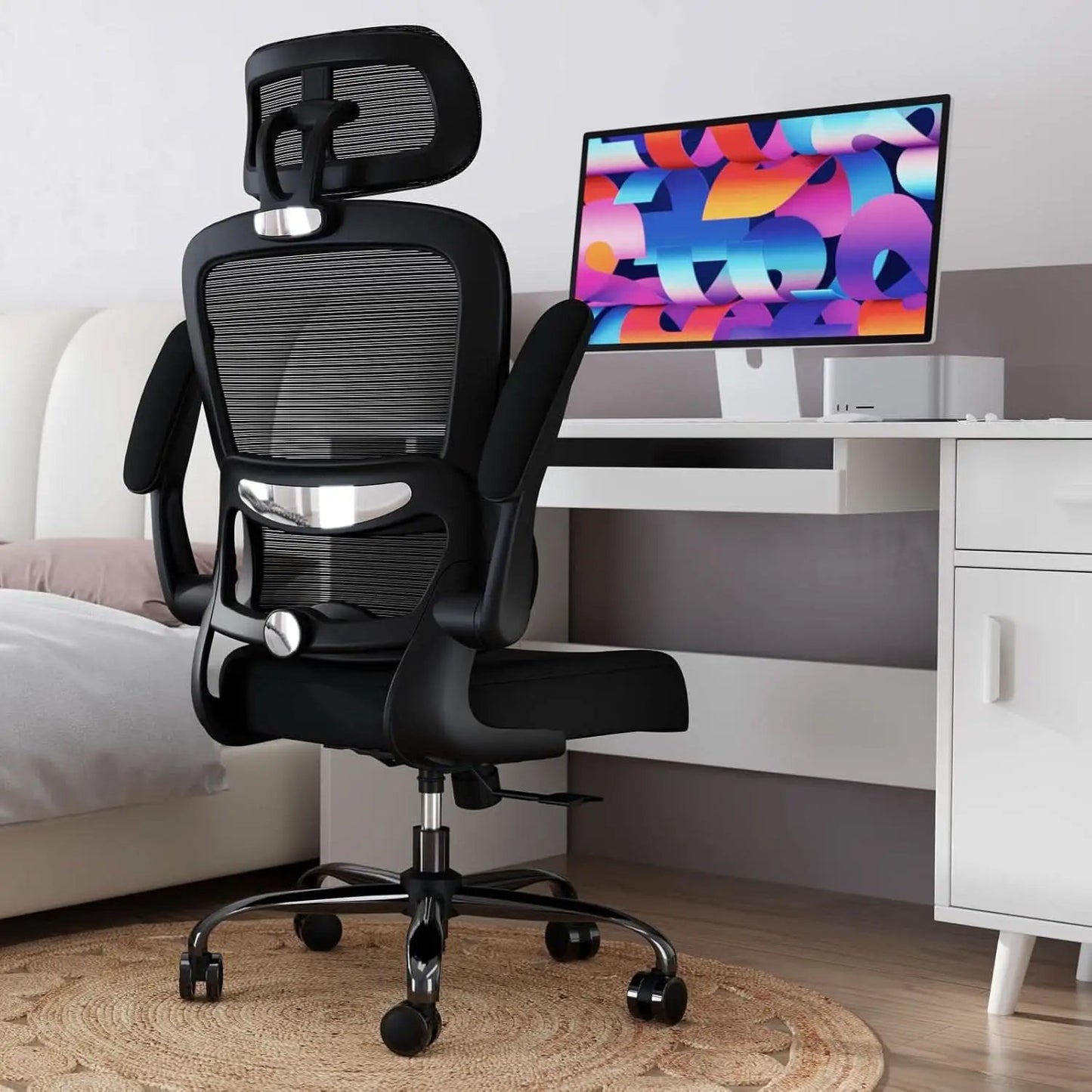 Ergonomic Black Office Chair High Back With Wheels from PriceLows™